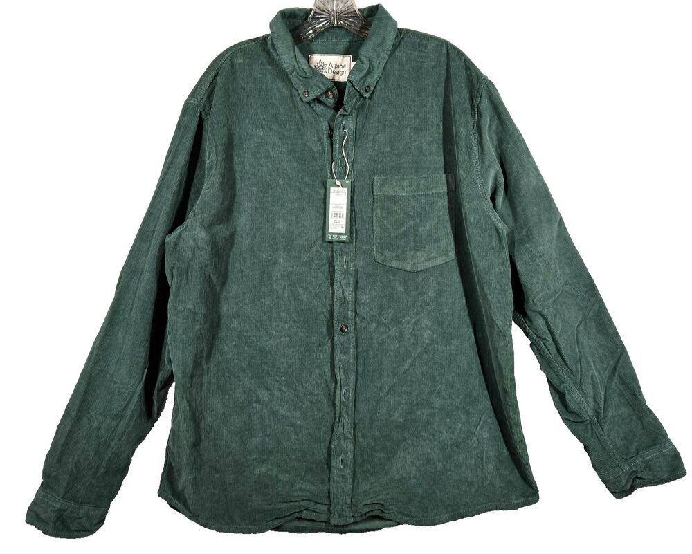 NEW Alpine Design Women's Corduroy Shirt Olive Haze Size XL 00149
